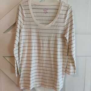J. Crew Factory Cream and Gray Striped Long‎ Sleeve Tee Size XL New with Tags